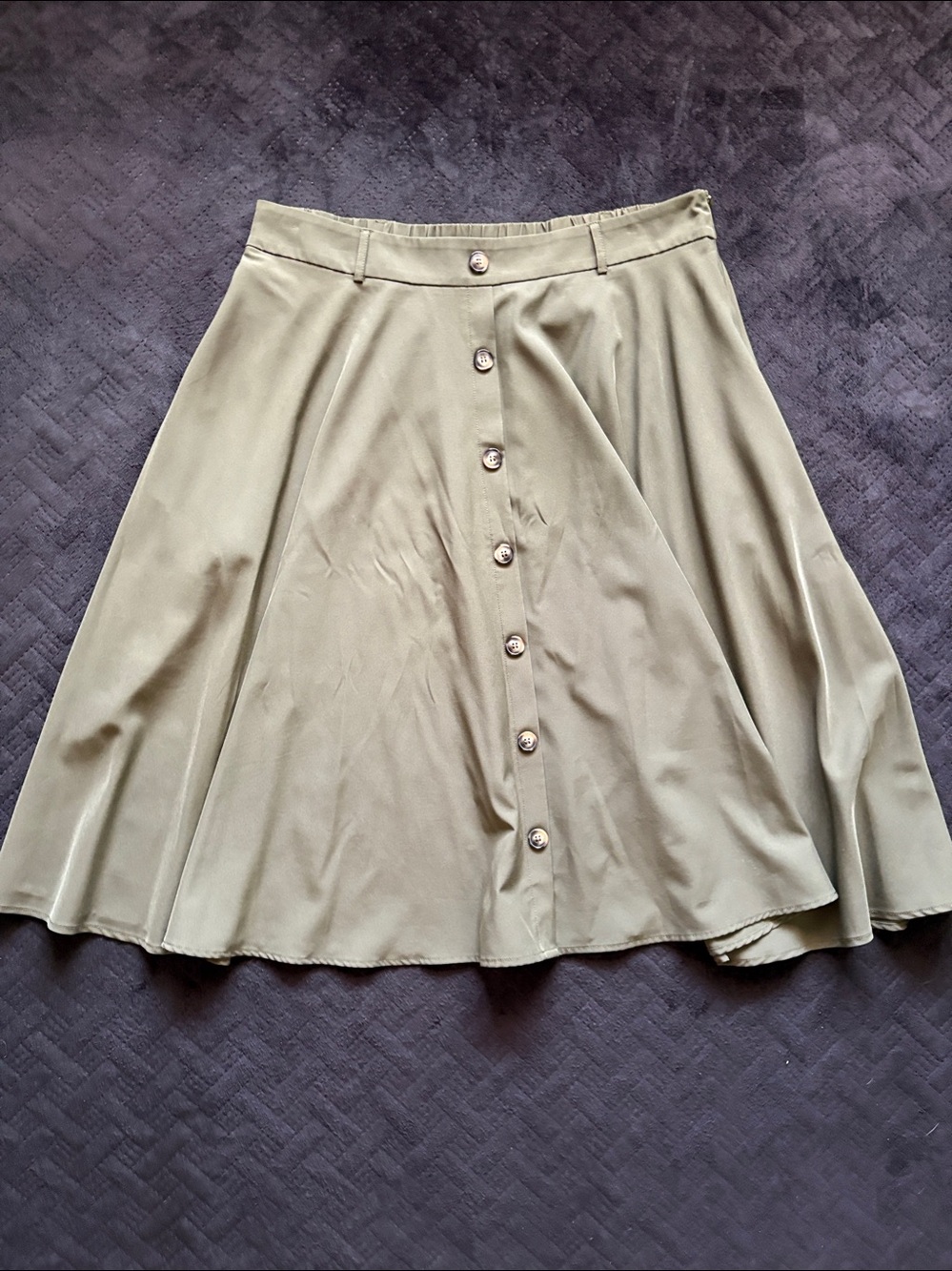 Retro Olive Green A-line skirt